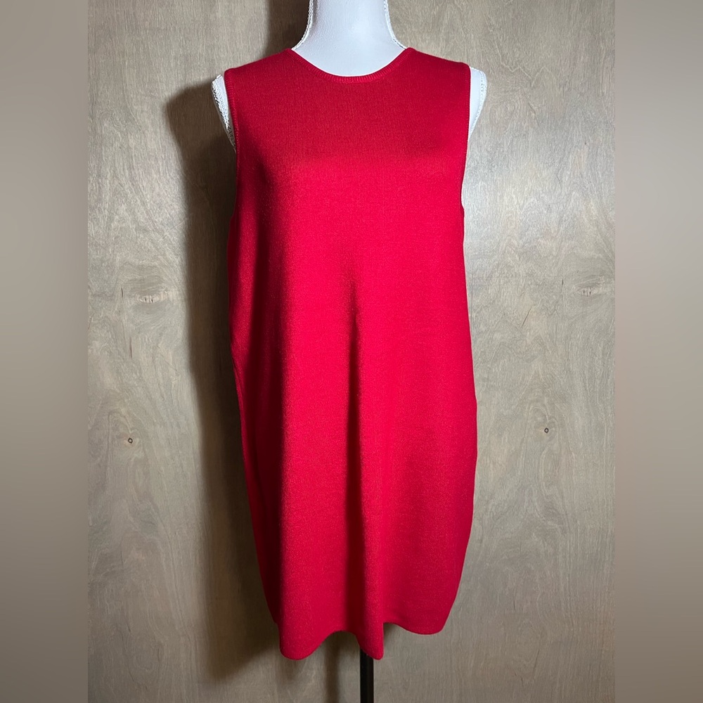 INC International Concepts Red Fine Merino Wool Sleeveless Shell Mini Dress S